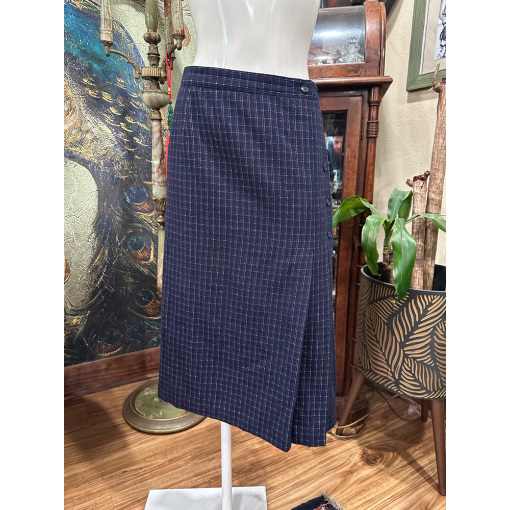 Women's Lady Hazan Plaid Skirt Size M Blue